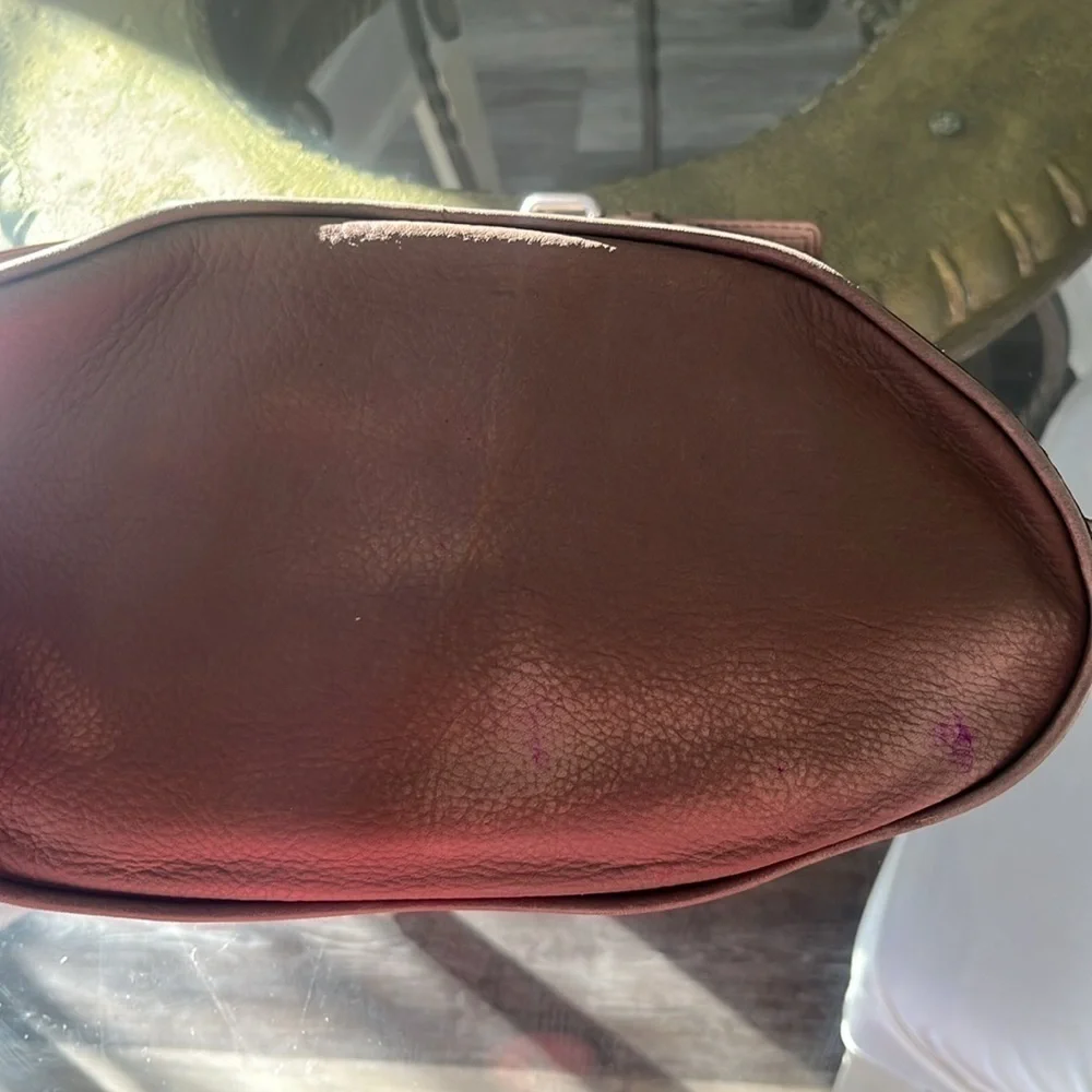 Fossil Maddox Beige metallic Leather Canvas over the shoulder hobo purse